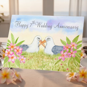 Carte Joyeux 7e anniversaire de mariage Laysan Albatross