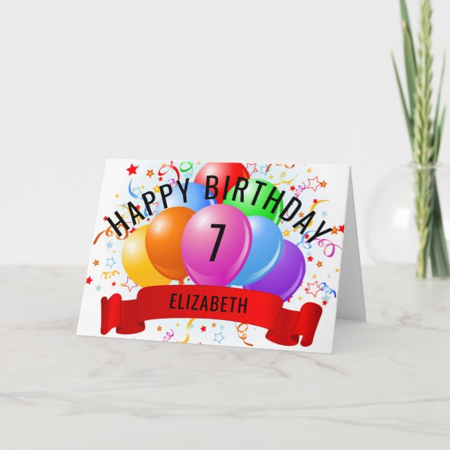 Carte Joyeux 7e anniversaire personnalisé (Devant)
