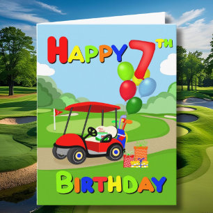 Carte Joyeux 7e anniversaire Red Boys Golf Card
