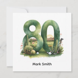 Carte Joyeux 80e anniversaire avec balle de golf pour go