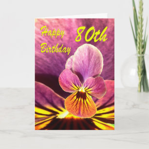 Carte Joyeux 80e anniversaire Pansy Flower