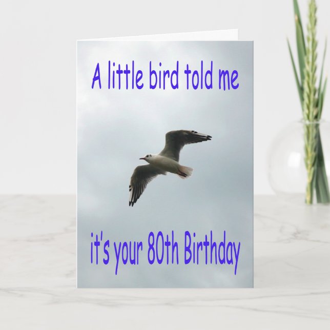 Carte Joyeux 80e anniversaire Volant oiseau de mouette (Devant)