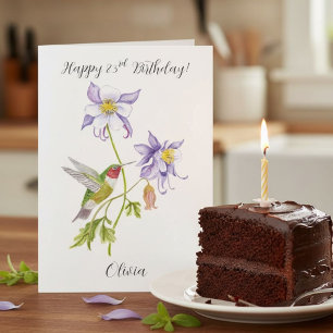 Carte Joyeux 83e anniversaire Columbine avec Hummingbird