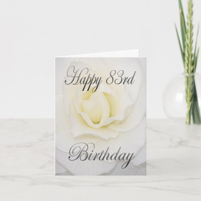 Carte Joyeux 83e Anniversaire Fleur Blanche (Devant)