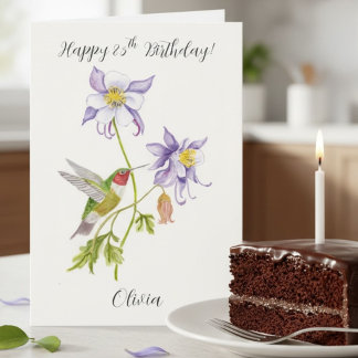 Carte Joyeux 85e anniversaire Columbine avec Hummingbird