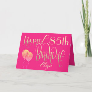 Carte Joyeux 85e anniversaire Nom Élégant Script Gold Pi
