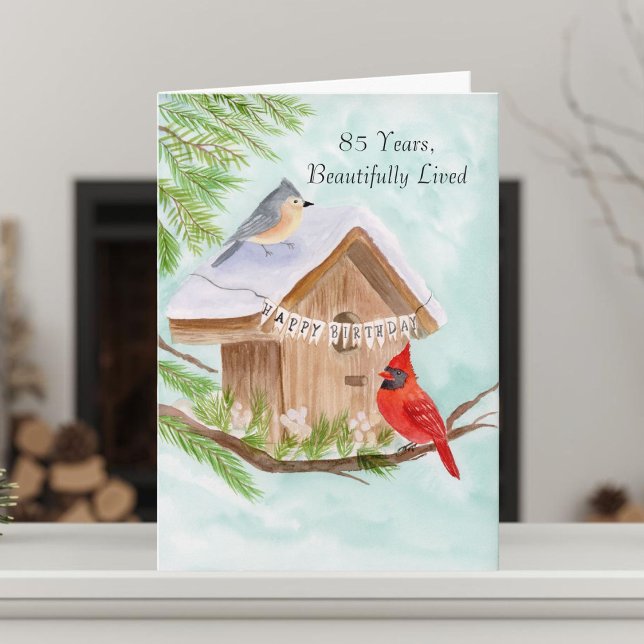 Carte Joyeux 85e anniversaire oiseaux à la maison pour o (Créateur téléchargé)