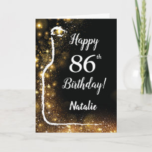 Carte Joyeux 86e anniversaire Black and Gold Parties sci