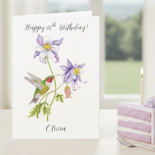 Carte Joyeux 86e anniversaire Columbine avec Hummingbird
