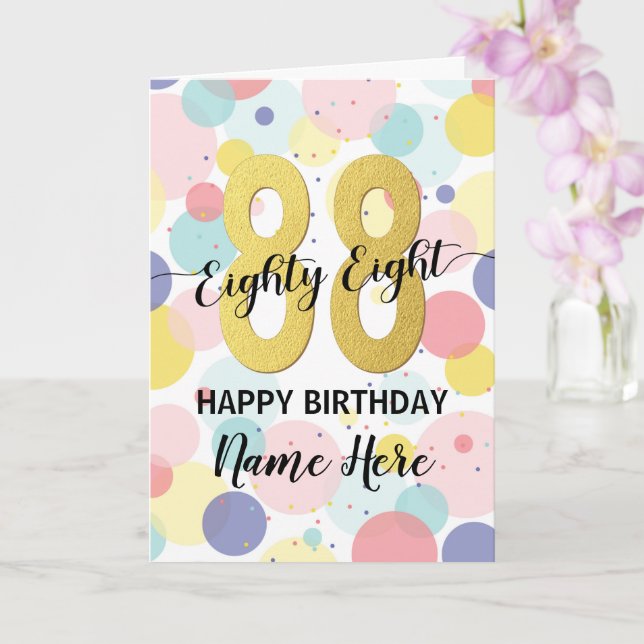 Carte Joyeux 88ème anniversaire Pastel Rainbow Gold Woma (Orchidée)