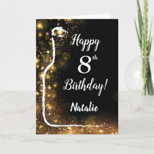 Carte Joyeux 8e anniversaire Black and Gold Parties scin