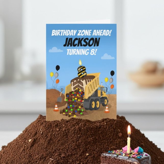 Carte Joyeux 8e anniversaire camion à benne basculante  (Créateur téléchargé)