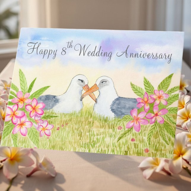 Carte Joyeux 8e anniversaire de mariage Laysan Albatross (Créateur téléchargé)