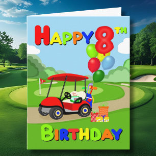 Carte Joyeux 8e anniversaire Red Boys Golf Card