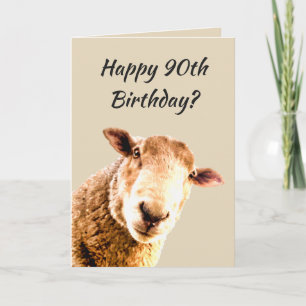 Carte Joyeux 90e anniversaire Funny Sheep Humour animal