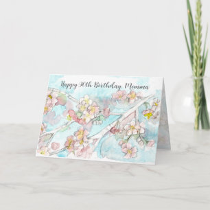 Carte Joyeux 90e anniversaire Maman Cerise Fleur Arbre