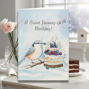 Carte Joyeux 90e anniversaire Nuthatch Bird