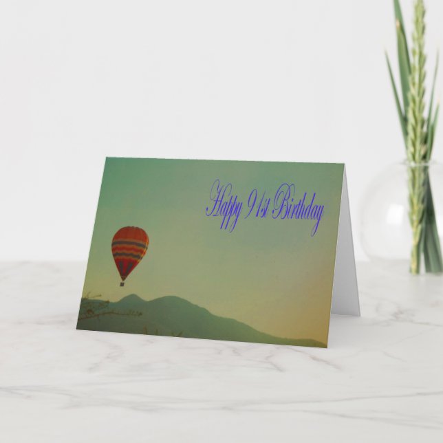 Carte Joyeux 91e Anniversaire Montgolfière (Devant)