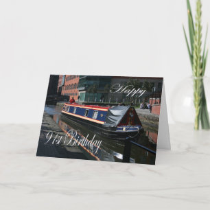 Carte Joyeux 91ème anniversaire bateau de canal