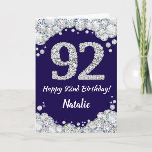 Carte Joyeux 92e anniversaire Marine Bleu et Parties sci