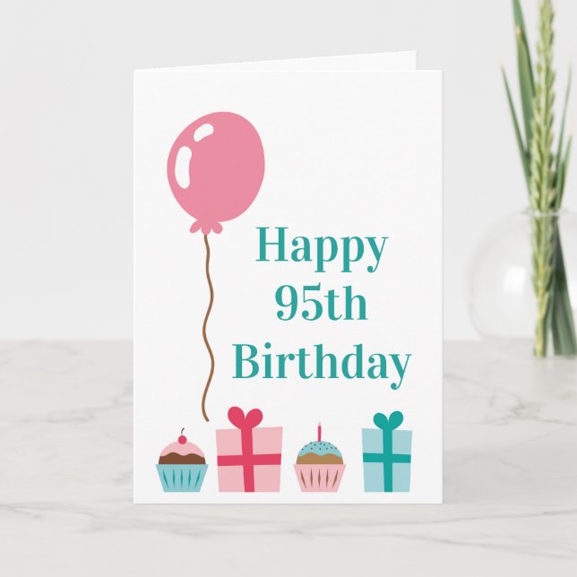 Carte Joyeux 95e anniversaire blanc (Devant)