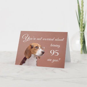 Carte Joyeux 95ème anniversaire, beagle inquiet