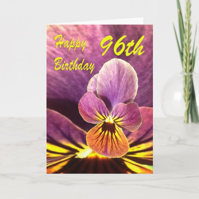 Carte Joyeux 96e Anniversaire Fleur Pensée (Devant)