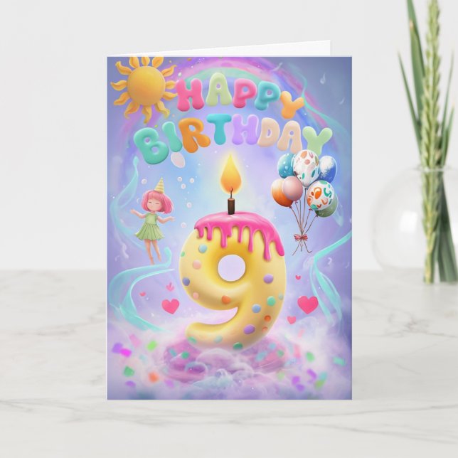 Carte Joyeux 9e anniversaire (Devant)