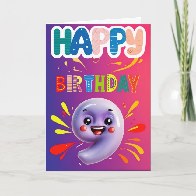 Carte Joyeux 9e anniversaire (Devant)