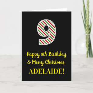 Carte Joyeux 9e anniversaire & Joyeux Noël, Nom personna