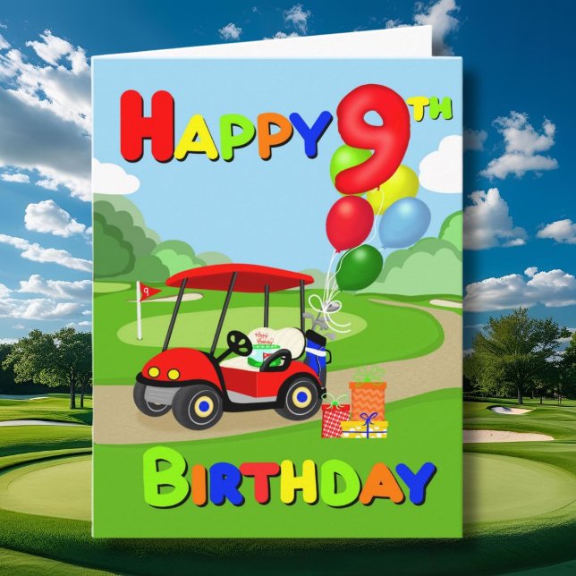 Carte Joyeux 9e anniversaire Red Boys Golf Card (Créateur téléchargé)