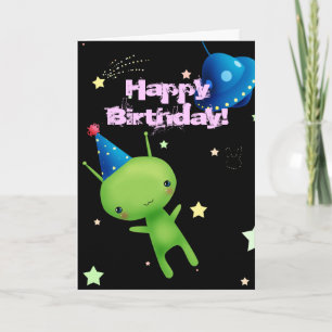 Carte Joyeux Alien de l'espace d'anniversaire