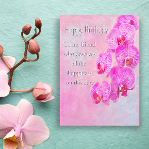 Carte Joyeux Ami d'Anniversaire Orchidées violettes