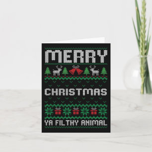 Carte Joyeux animal de Noël sale famille Ya Ugly Xmas