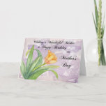 Carte Joyeux anniversaire<br><div class="desc">Celebrate the lucky who is celebrating birthday on Mother's Day. This yellow watercolor tulip displayed on a violet crinkled background won't fade away.</div>