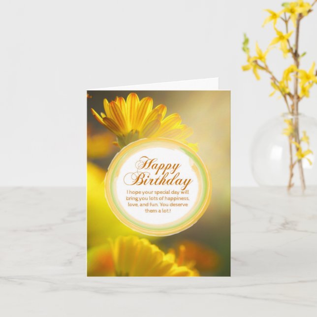 Carte Joyeux anniversaire (Fleur jaune)