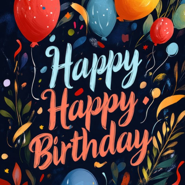 Carte Joyeux Anniversaire  (Modern cheerful typography, bold colors!)