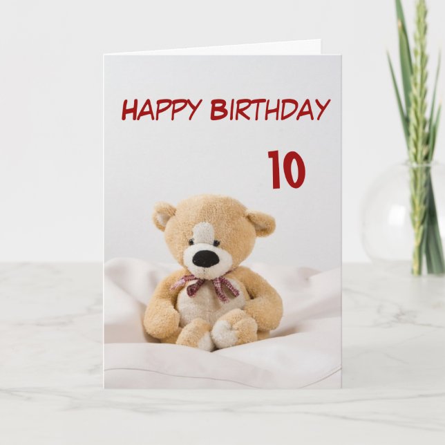 Carte Joyeux anniversaire 10e thème de l'ours en peluche (Devant)