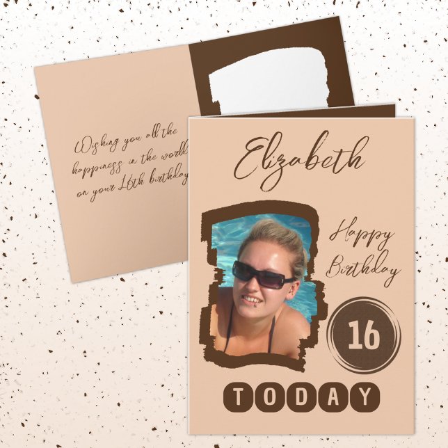 Carte Joyeux anniversaire 16 aujourd'hui ajouter photo b (Créateur téléchargé)