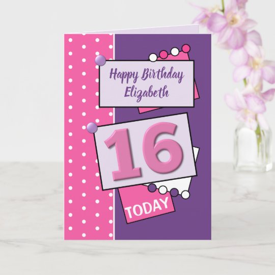 Carte Joyeux Anniversaire 16 Aujourd Hui Violet Et Rose Zazzle Fr