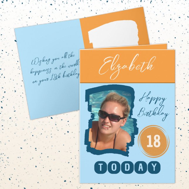 Carte Joyeux anniversaire 18 aujourd'hui ajouter photo b (Créateur téléchargé)