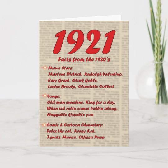 Carte Joyeux Anniversaire 1921 Ans De Twentie Des Annees Zazzle Fr