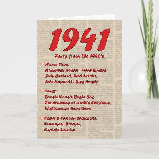 Carte Joyeux Anniversaire 1941 Ans Des Annees 40 40s De Zazzle Fr