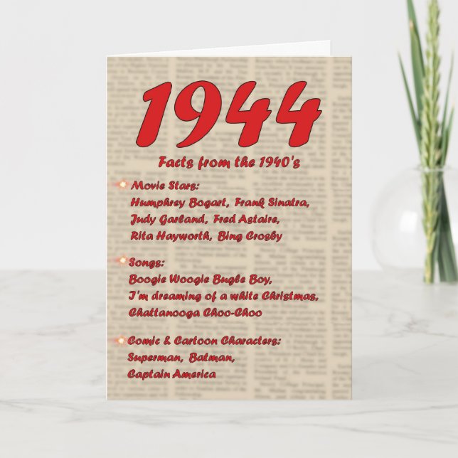 Carte Joyeux anniversaire 1944 ans des années 40 40s de (Devant)