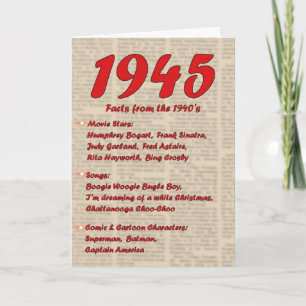 Carte Joyeux anniversaire 1945 ans des années 40 40s de