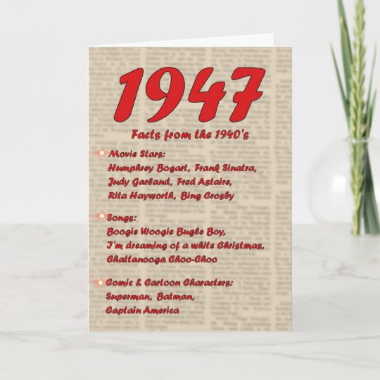 Carte Joyeux Anniversaire 1947 Ans Des Annees 40 40s De Zazzle Fr