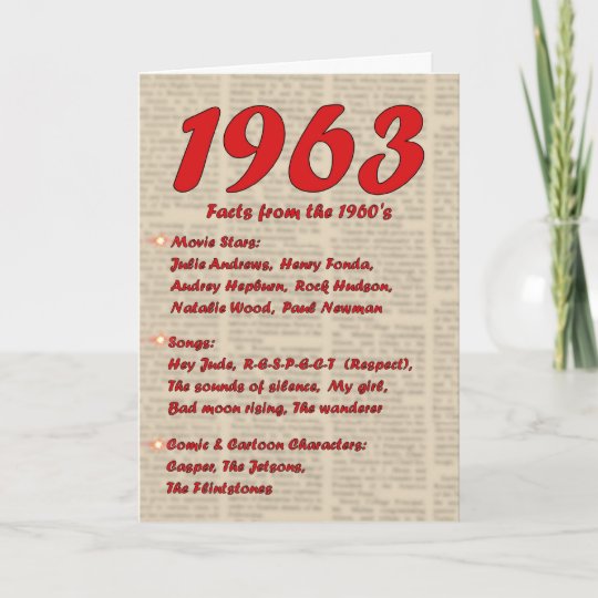 Carte Joyeux Anniversaire 1963 Ans Des Annees 60 60s De Zazzle Fr