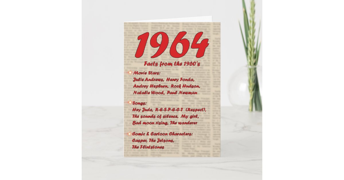 Carte Joyeux anniversaire 1964 ans des années 60 60s de Zazzle.fr