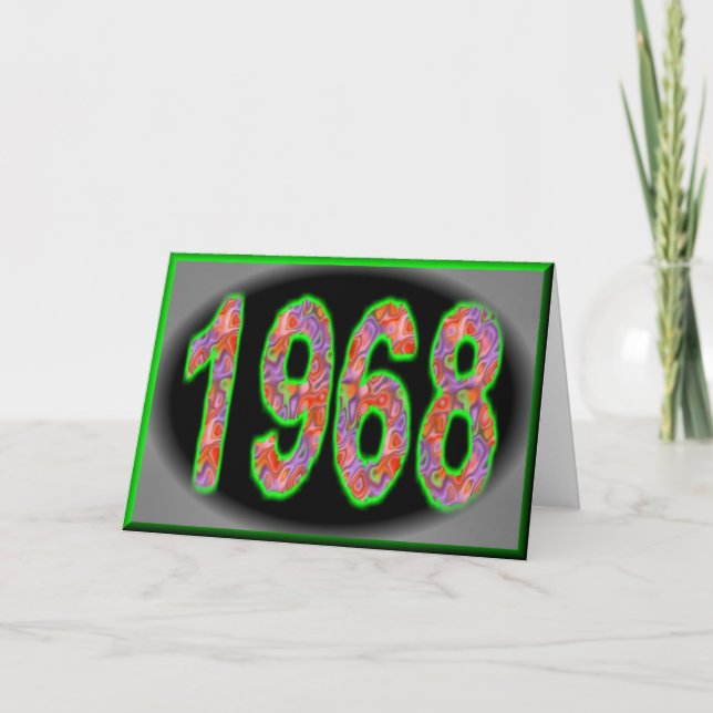 Carte Joyeux anniversaire 1968 Année de naissance 60's 6 (Devant)