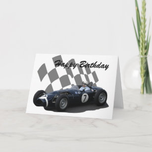 Carte Joyeux anniversaire 1 de voiture de course vintage